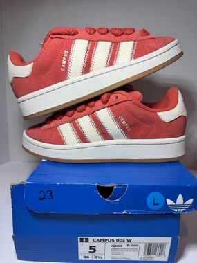 adidas Campus women’s  Suede Sneakers in Coral and Cream